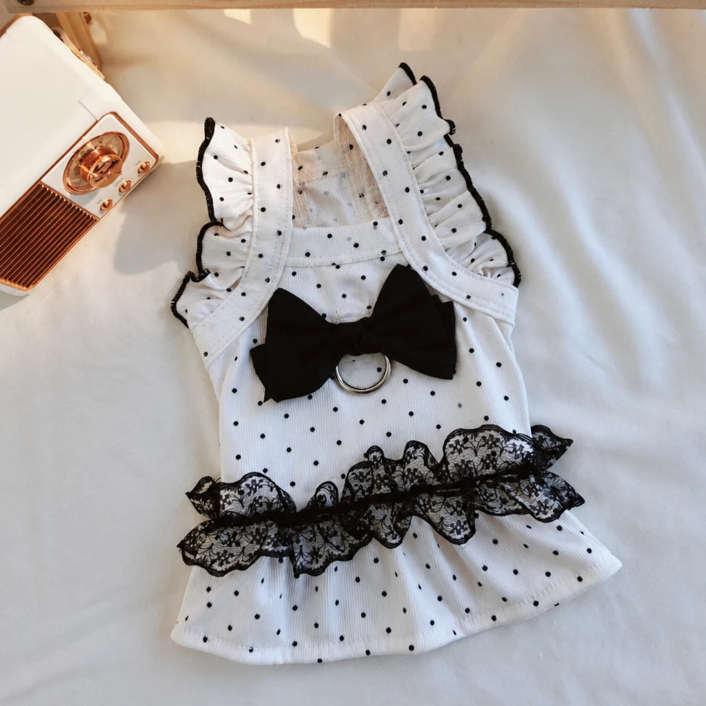 Polka Dot Flutter-Sleeve Pet Dress for Cats & Small Dogs