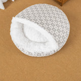 Enclosed Plush Pet Bed for Cats and Small Dogs