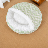 Enclosed Plush Pet Bed for Cats and Small Dogs