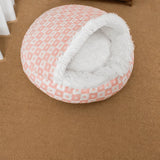 Enclosed Plush Pet Bed for Cats and Small Dogs