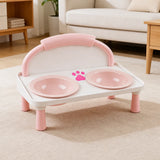 Elevated Double Pet Bowl Stand with Ceramic Bowls