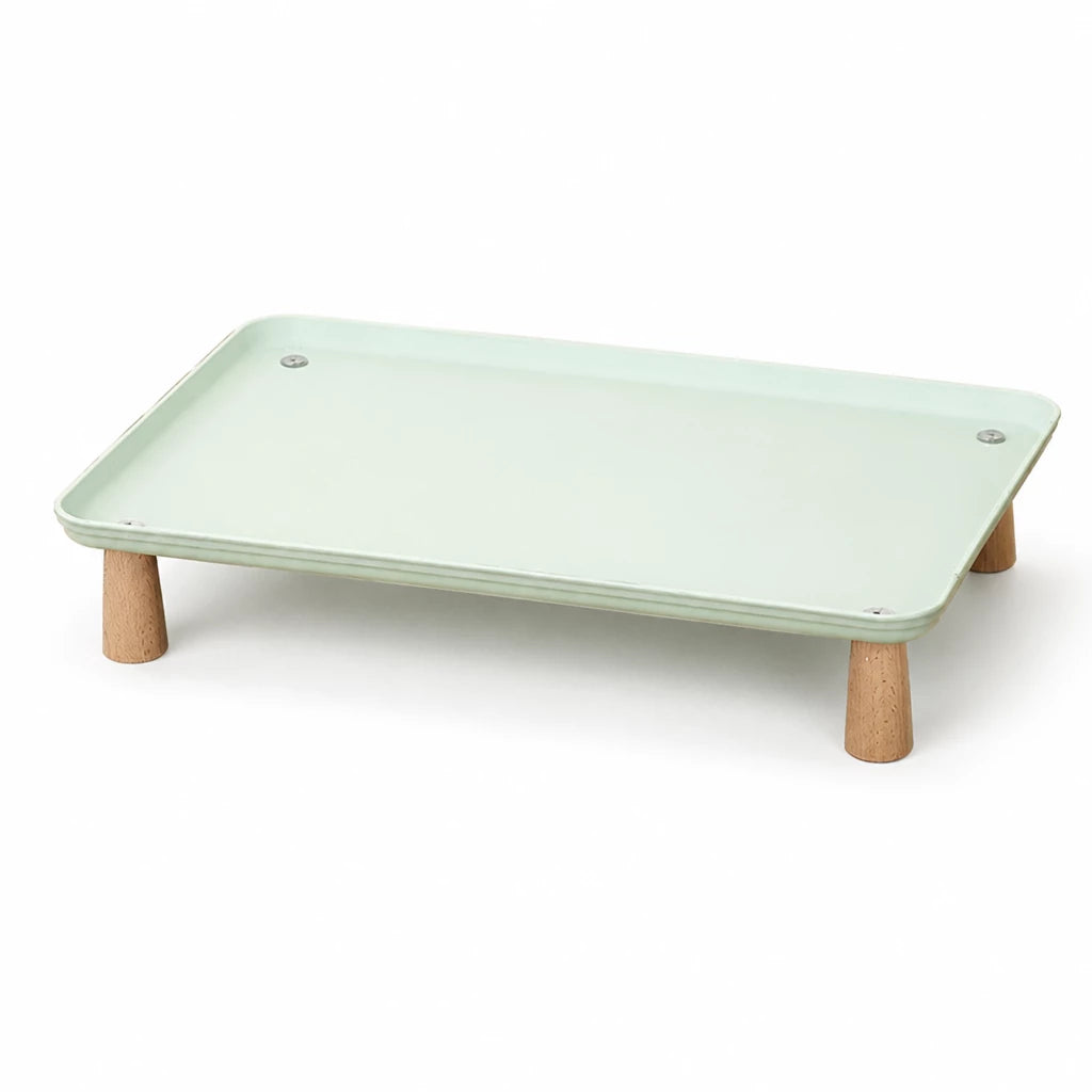 Elevated Pet Feeding Stand with Wooden Legs