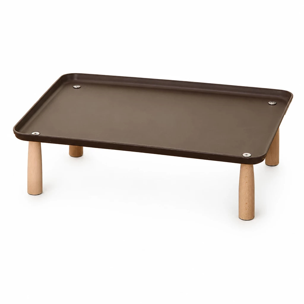 Elevated Pet Feeding Stand with Wooden Legs
