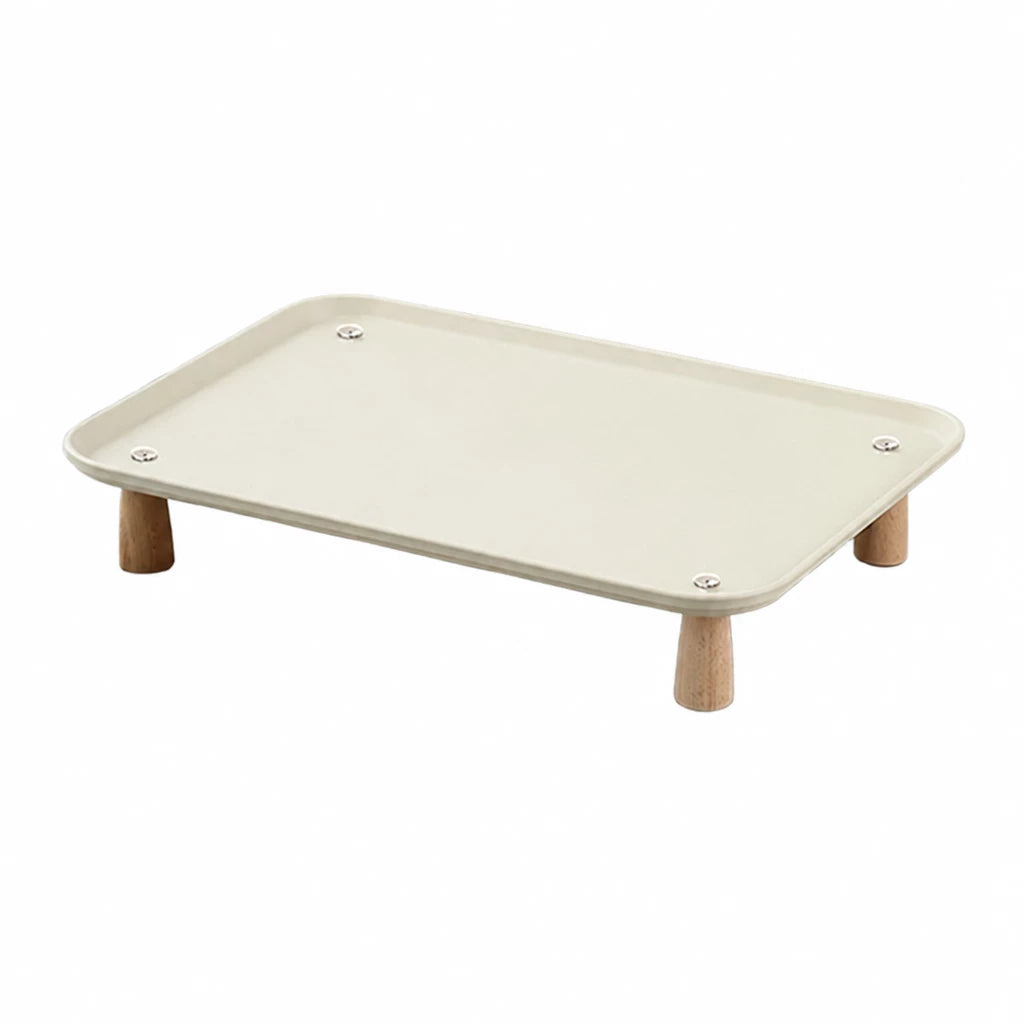 Elevated Pet Feeding Stand with Wooden Legs