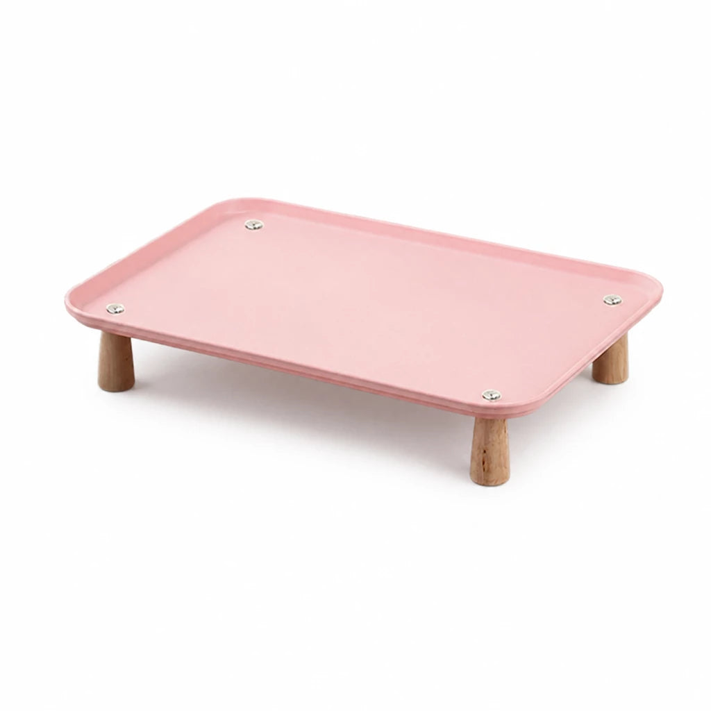 Elevated Pet Feeding Stand with Wooden Legs