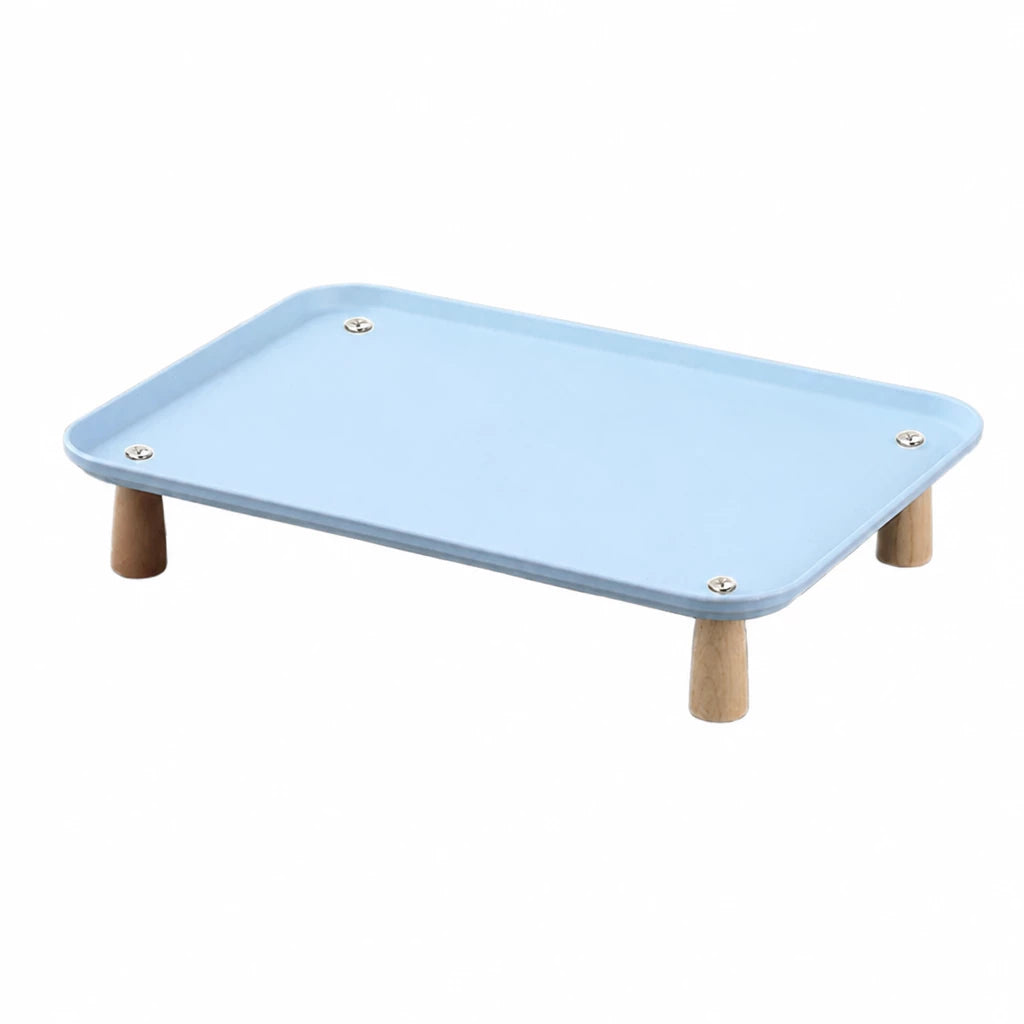 Elevated Pet Feeding Stand with Wooden Legs