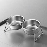 Stainless Steel Double Pet Bowls with Elevated Stand