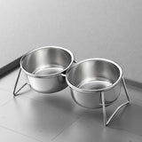 Stainless Steel Double Pet Bowls with Elevated Stand