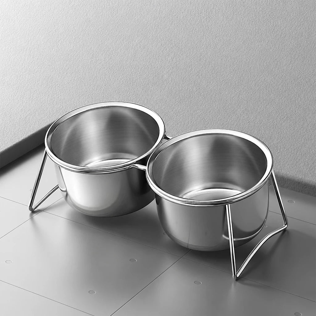 Stainless Steel Double Pet Bowls with Elevated Stand