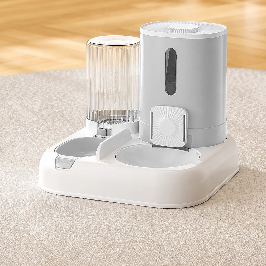 Automatic Pet Feeder with Dual Food and Water Bowls