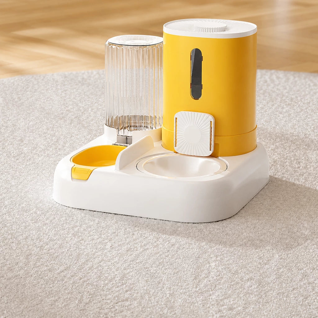 Automatic Pet Feeder with Dual Food and Water Bowls
