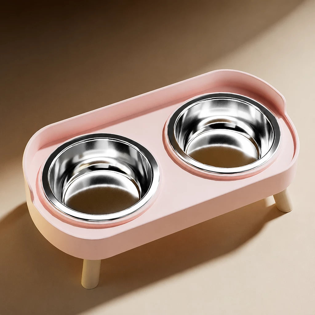 Stainless Steel Dog Bowl with Plastic Stand for Small Dogs