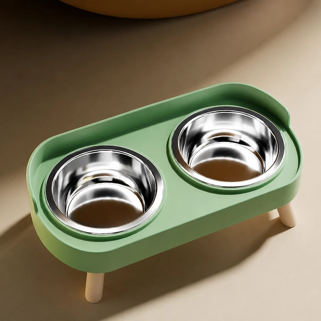 Stainless Steel Dog Bowl with Plastic Stand for Small Dogs