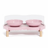 Elevated Ceramic Pet Bowl Set with a Double-Bowl Stand