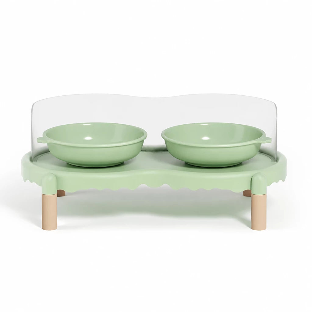 Elevated Ceramic Pet Bowl Set with a Double-Bowl Stand