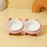 Elevated Ceramic Two-Bowl Pet Feeding Set with Stand