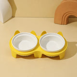 Elevated Ceramic Two-Bowl Pet Feeding Set with Stand