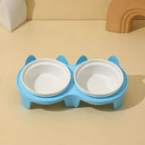 Elevated Ceramic Two-Bowl Pet Feeding Set with Stand