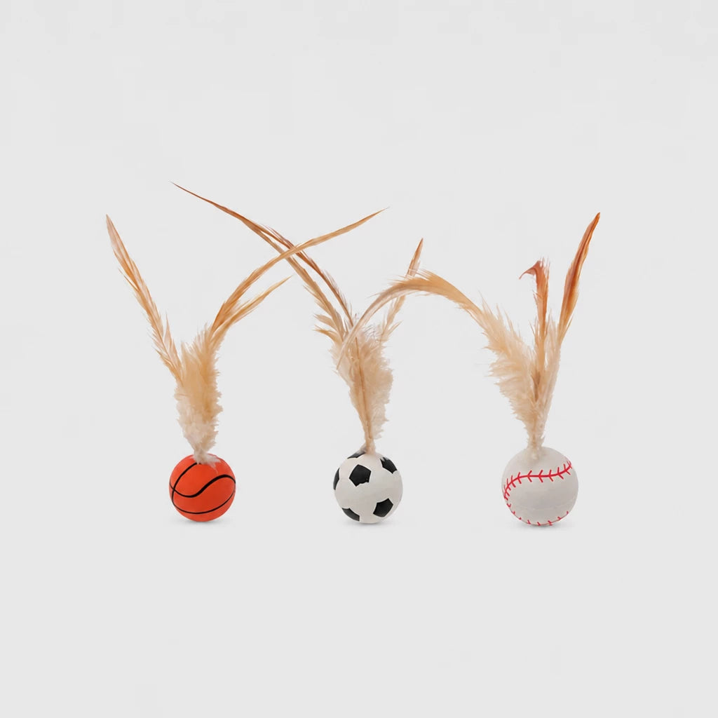 Cat Ball Toy with Feather Details