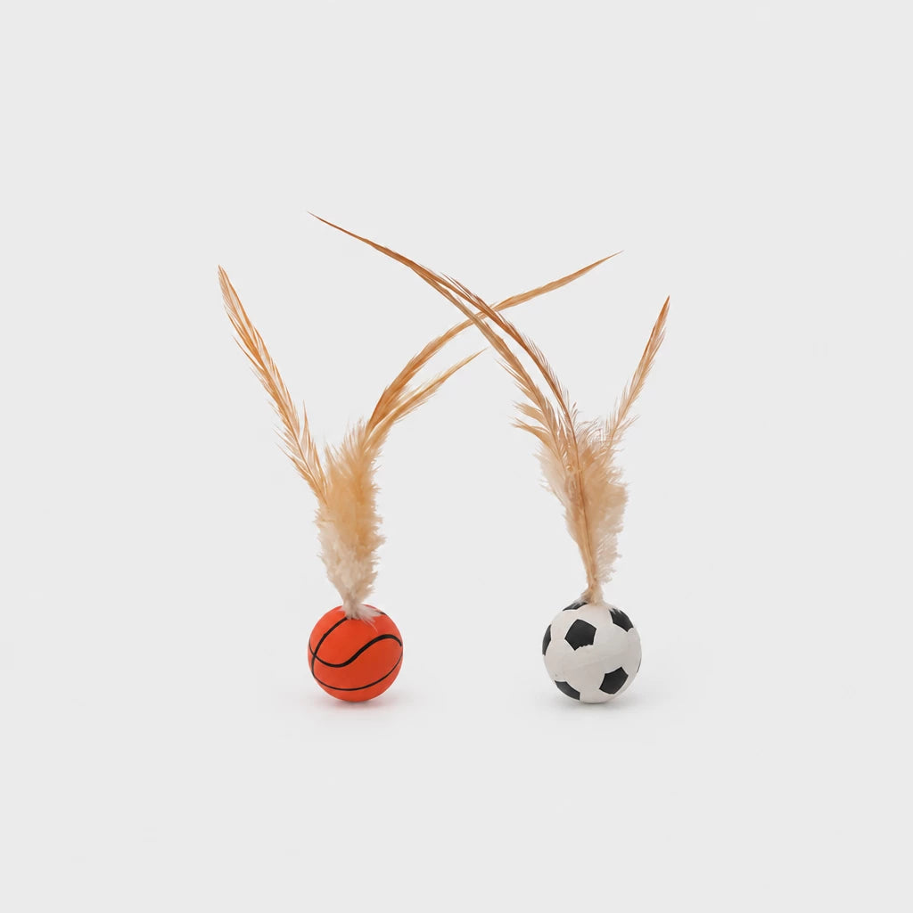 Cat Ball Toy with Feather Details