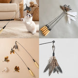 Cat Wand Toy with Feather Replacement Heads