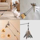 Cat Wand Toy with Feather Replacement Heads
