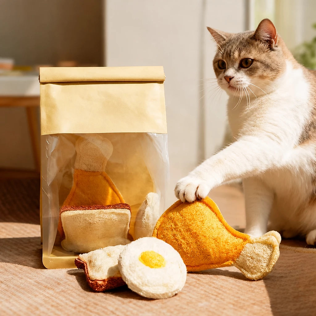 Cat Toy Collection with Natural Loofah and Catnip