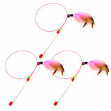 Steel Wire Cat Teaser Wand with Feather and Bell