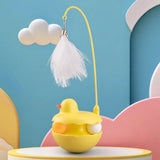 Interactive Wobble Cat Toy with Feather Teaser