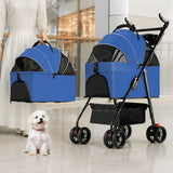 Foldable Pet Stroller with Removable Carrier and Tray