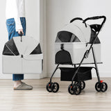 Foldable Pet Stroller with Removable Carrier and Tray