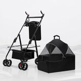 Foldable Pet Stroller with Removable Carrier and Tray