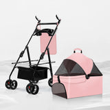Foldable Pet Stroller with Removable Carrier and Tray