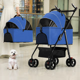 Foldable Pet Stroller with Removable Carrier and Tray
