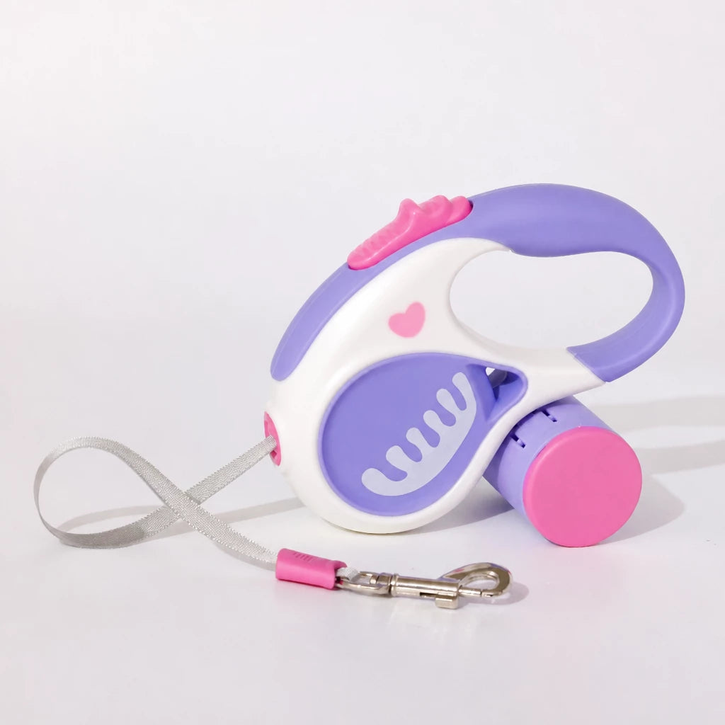 Retractable Dog Leash with Waste Bag Dispenser