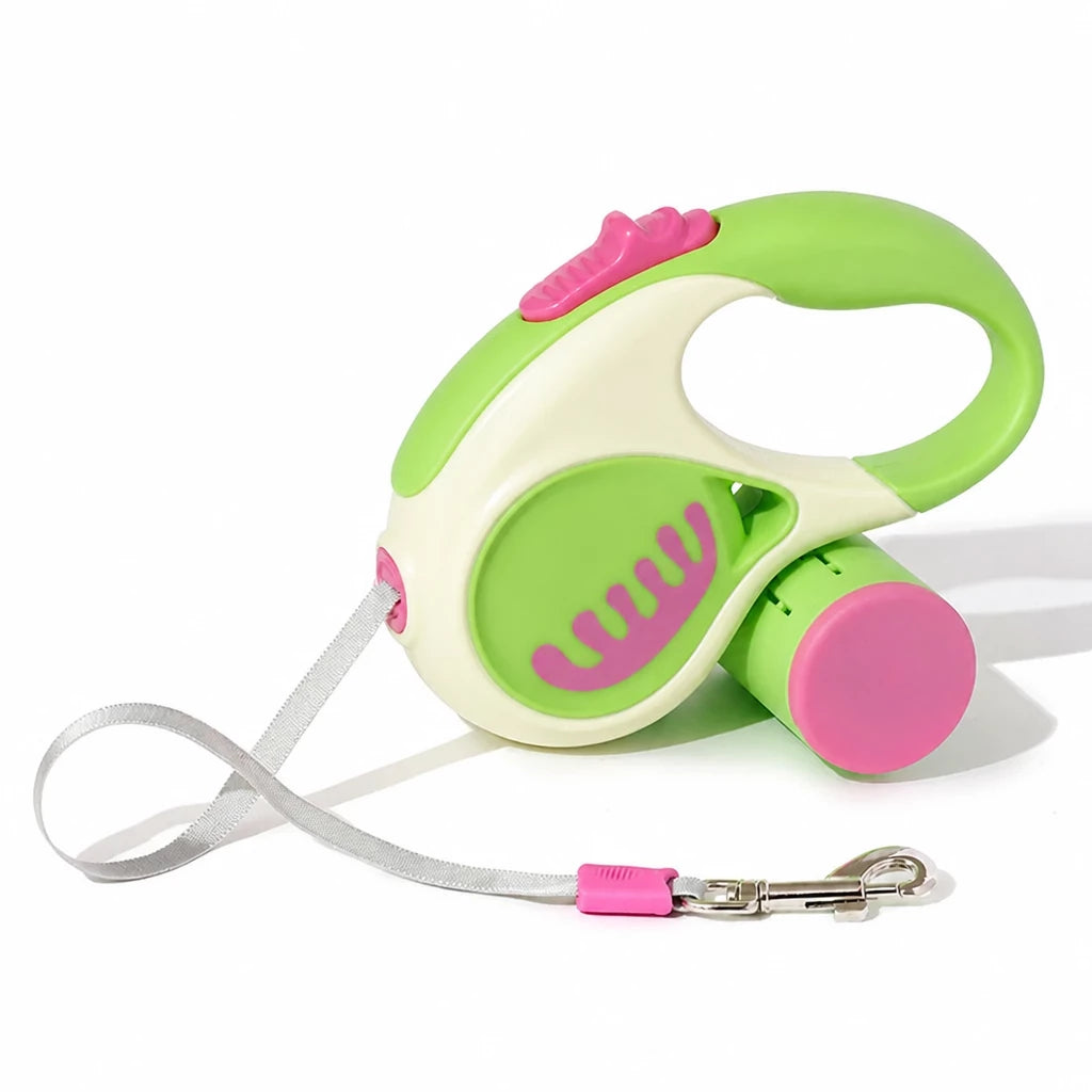 Retractable Dog Leash with Waste Bag Dispenser