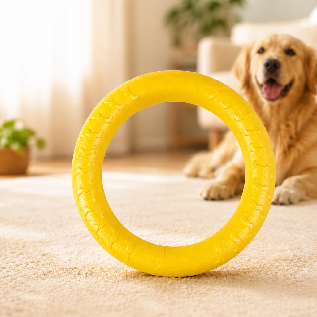 Silicone Dog Ring Toy for Fetch and Tug Play
