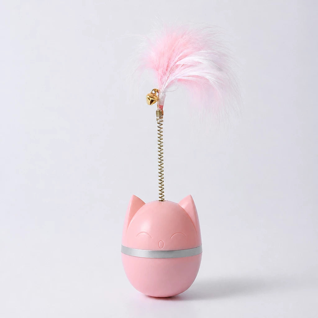 Cat Wobble Toy with Feather and Bell