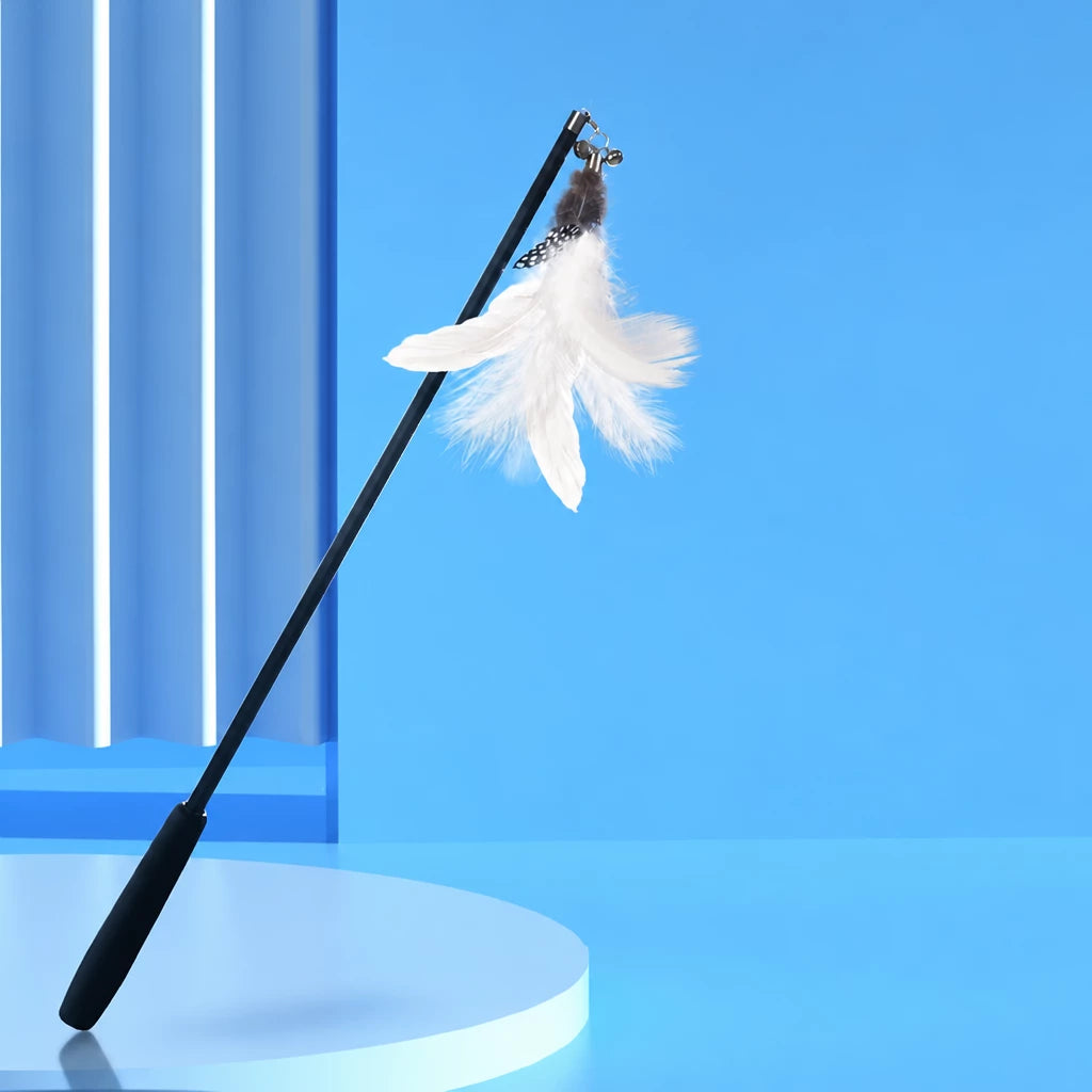 Cat Teaser Wand with Interchangeable Feather Attachments