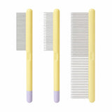 3-Piece Stainless Steel Pet Grooming Comb Set with Plastic Handles