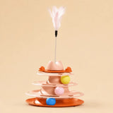 Cat Spinning Wheel Toy with Feather Wand and Play Balls