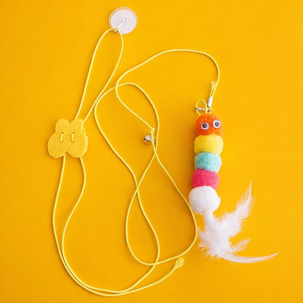 Hanging Feather Cat Teaser Toy with Elastic Cord