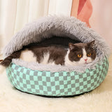 Semi-Enclosed Round Pet Bed for Cats and Dogs