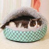 Semi-Enclosed Round Pet Bed for Cats and Dogs