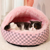 Semi-Enclosed Round Pet Bed for Cats and Dogs