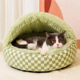 Semi-Enclosed Round Pet Bed for Cats and Dogs