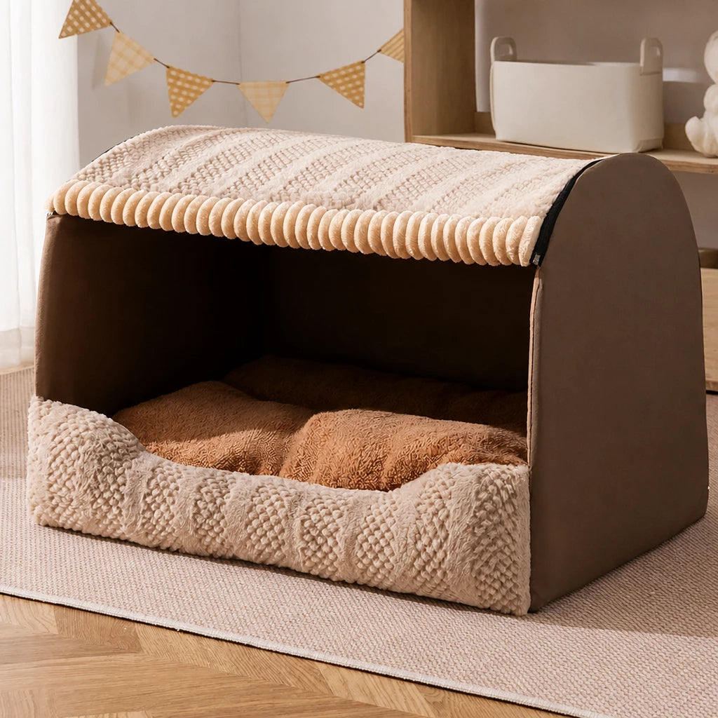 Enclosed Cat & Dog Bed with Removable, Washable Pad