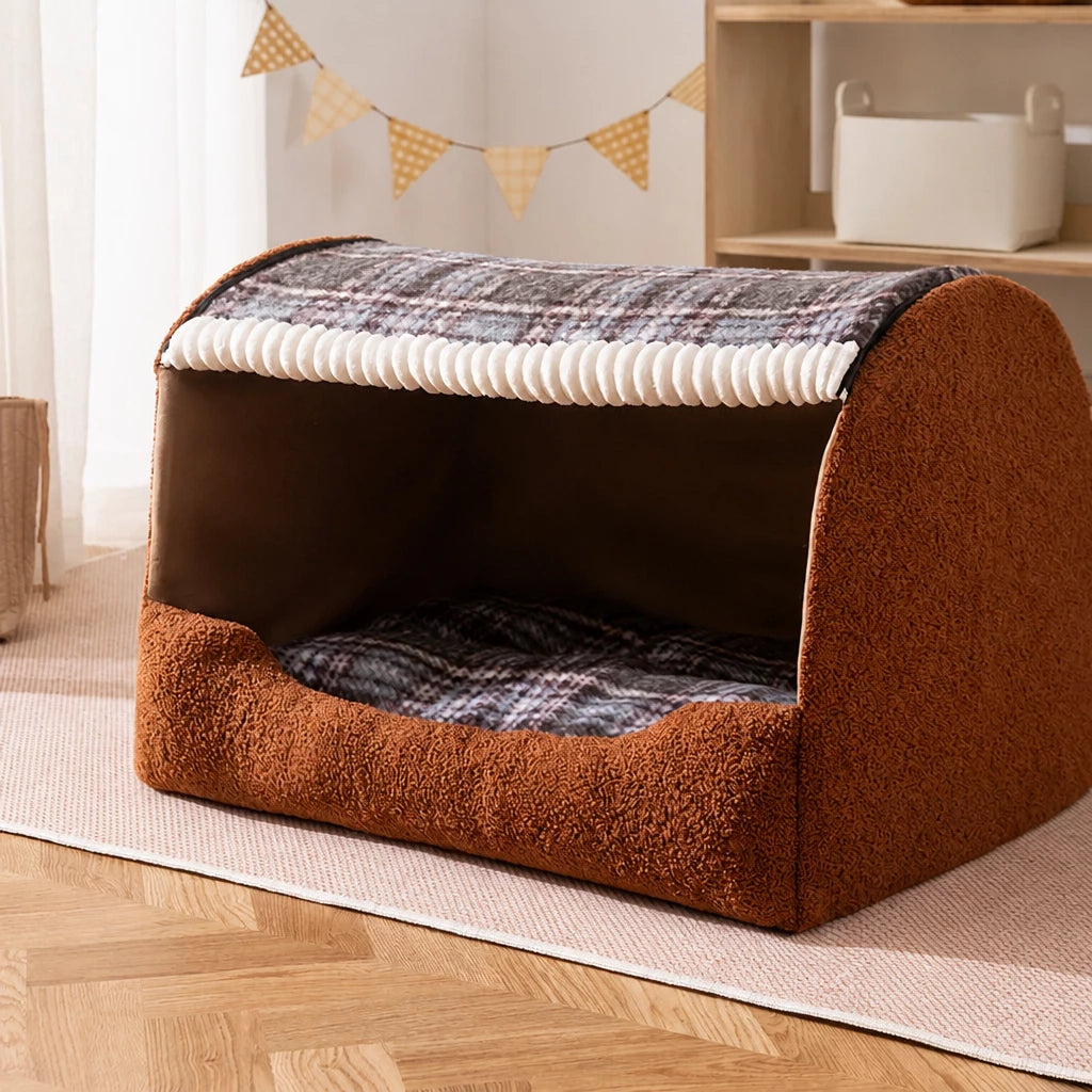 Enclosed Cat & Dog Bed with Removable, Washable Pad