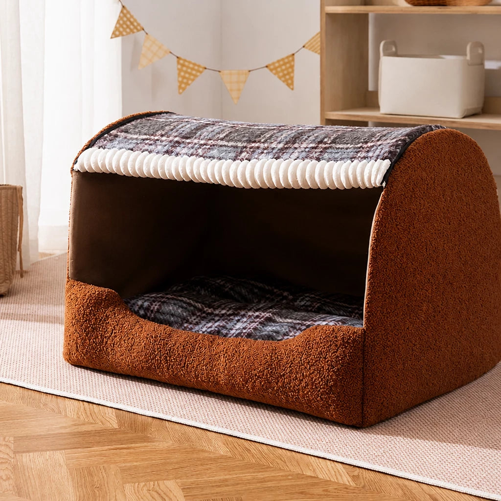 Enclosed Cat & Dog Bed with Removable, Washable Pad