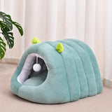 Semi-Enclosed Winter Cat Bed with Slipper-Style Tunnel